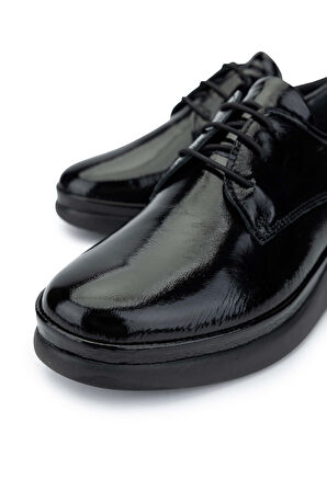 Tamer Tanca Kadın Hakiki Deri Siyah Rugan Casual Ayakkabı 1071 SL500 BN AYK SK24-25 SIYAH RGN