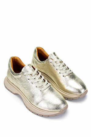 Tamer Tanca Kadın Hakiki Deri Altın Rugan Sneakers & Spor Ayakkabı 1071 I900 BN AYK SK24-25 ALTIN KRSK RGN
