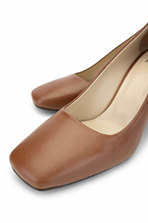 Tamer Tanca Kadın Hakiki Deri Taba Topuklu Ayakkabı 1078 24594 BN AYK SK24-25 K.TABA DR