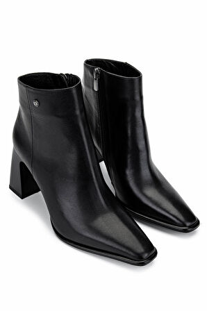 Tamer Tanca Kadın Hakiki Deri Siyah Deri Topuklu Bot 1078 25143 BN BOT SK24-25 SIYAH DR