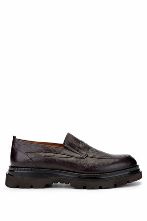 Tamer Tanca Erkek Hakiki Deri Kahverengi Loafer Ayakkabı 537 3493 ERK AYK SK24-25 KAHVE