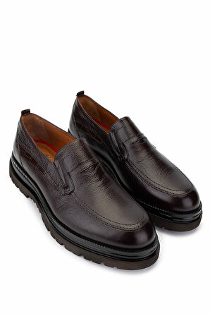 Tamer Tanca Erkek Hakiki Deri Kahverengi Loafer Ayakkabı 537 3493 ERK AYK SK24-25 KAHVE