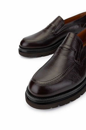 Tamer Tanca Erkek Hakiki Deri Kahverengi Loafer Ayakkabı 537 3493 ERK AYK SK24-25 KAHVE