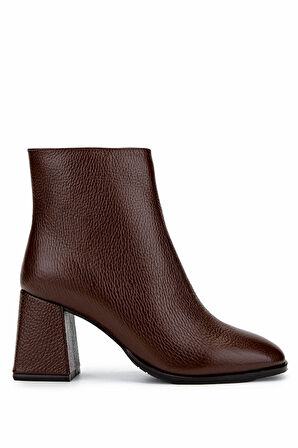 Tamer Tanca Kadın Hakiki Deri Taba Floter Topuklu Bot 1081 30 BN BOT SK24-25 K.TABA FLTR