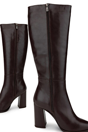 Tamer Tanca Kadın Hakiki Deri Kahverengi Klasik Çizme 33 N19 BN CZM SK23/24 FINDIK DR