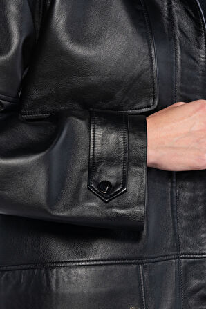 Tamer Tanca Kadın Hakiki Deri Siyah Deri Mont 1000 TCS BYN DERIMONT SK24/25 SIYAH ZIG