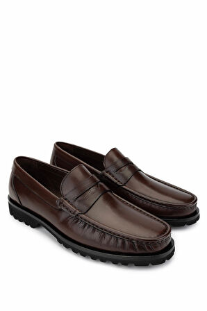 Tamer Tanca Erkek Hakiki Deri Kahverengi Deri Loafer Ayakkabı 1008 3382 ERK AYK SK24-25 KAHVE AKD