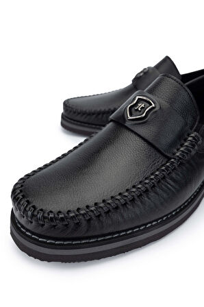 Tamer Tanca Erkek Hakiki Deri Siyah Deri Loafer Ayakkabı 1008 3390 ERK AYK SK24-25 SIYAH DR