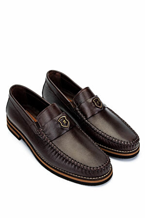 Tamer Tanca Erkek Hakiki Deri Kahverengi Loafer Ayakkabı 1008 3390 ERK AYK SK24-25 KAHVE DR