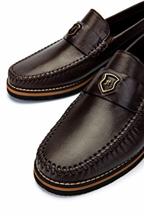 Tamer Tanca Erkek Hakiki Deri Kahverengi Loafer Ayakkabı 1008 3390 ERK AYK SK24-25 KAHVE DR