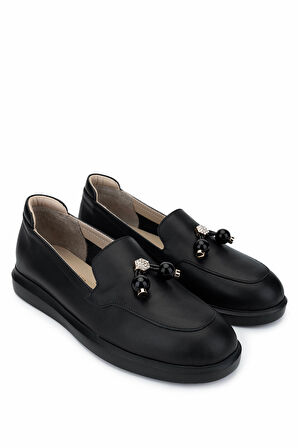 Tamer Tanca Kadın Hakiki Deri Siyah Deri Loafer Ayakkabı 1037 6005 BN AYK SK24-25 SIYAH DR