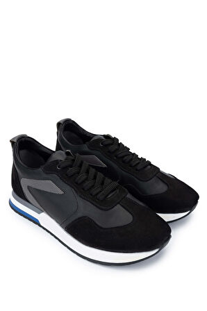 Tamer Tanca Erkek Hakiki Deri Siyah Sneakers & Spor Ayakkabı 1084 3002 ERK AYK SK24-25 SIYAH