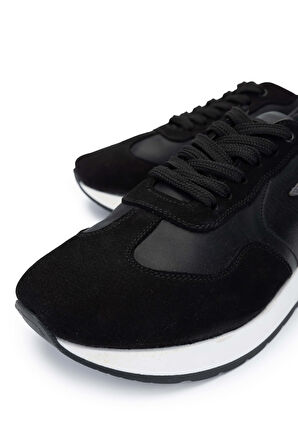 Tamer Tanca Erkek Hakiki Deri Siyah Sneakers & Spor Ayakkabı 1084 3002 ERK AYK SK24-25 SIYAH