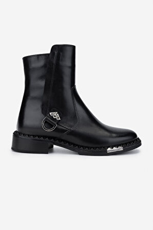 Valmenti Kadın Hakiki Deri Siyah Deri Düz Bot 33 7530 BN BOT SK24-25 SIYAH DR