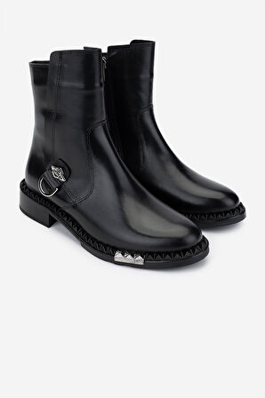 Valmenti Kadın Hakiki Deri Siyah Deri Düz Bot 33 7530 BN BOT SK24-25 SIYAH DR