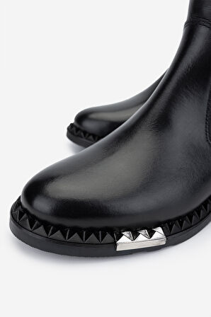 Valmenti Kadın Hakiki Deri Siyah Deri Düz Bot 33 7530 BN BOT SK24-25 SIYAH DR