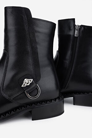 Valmenti Kadın Hakiki Deri Siyah Deri Düz Bot 33 7530 BN BOT SK24-25 SIYAH DR