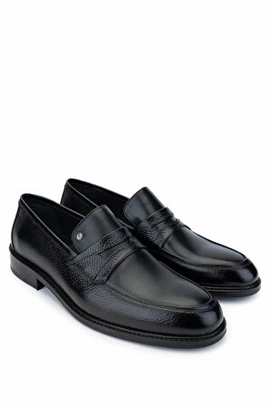 Tamer Tanca Erkek Hakiki Deri Siyah Floter Loafer Ayakkabı 1085 468 ERK ERK SK24-25 SIYAH FLTR