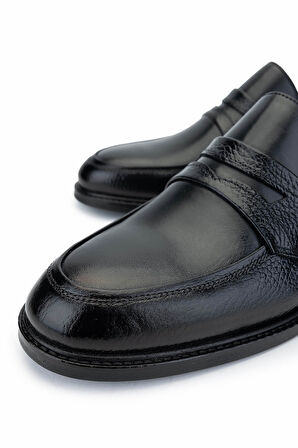 Tamer Tanca Erkek Hakiki Deri Siyah Floter Loafer Ayakkabı 1085 468 ERK ERK SK24-25 SIYAH FLTR