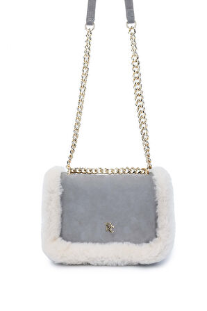 Tamer Tanca Kadın Hakiki Deri Gri Nubuk Omuz Çanta 301 3022 ERK CNT SK24-25 GRI NBK