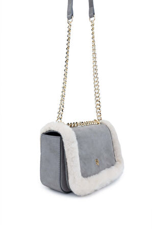 Tamer Tanca Kadın Hakiki Deri Gri Nubuk Omuz Çanta 301 3022 ERK CNT SK24-25 GRI NBK