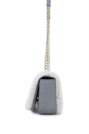 Tamer Tanca Kadın Hakiki Deri Gri Nubuk Omuz Çanta 301 3022 ERK CNT SK24-25 GRI NBK