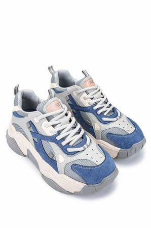 Tamer Tanca Kadın Vegan Gri Sneakers & Spor Ayakkabı 936 65137 BN AYK SK24-25 GRI/MAVI