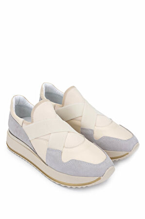 Tamer Tanca Kadın Hakiki Deri Bej Sneakers & Spor Ayakkabı 923 TCSR-072-1 BN AYK SK24-25 BEJ DR/GRI SUET