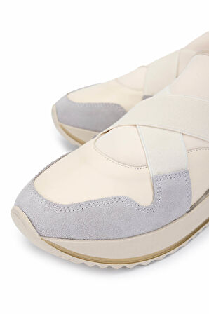 Tamer Tanca Kadın Hakiki Deri Bej Sneakers & Spor Ayakkabı 923 TCSR-072-1 BN AYK SK24-25 BEJ DR/GRI SUET