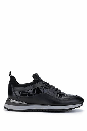 Tamer Tanca Erkek Hakiki Deri Siyah Kroko Sneakers & Spor Ayakkabı 383 6106 ERK AYK SK24-25 SIYAH KROKO
