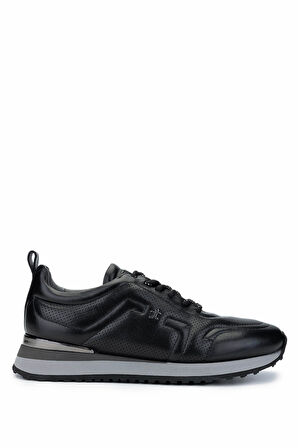 Tamer Tanca Erkek Hakiki Deri Siyah Sneakers & Spor Ayakkabı 383 5960 ERK AYK SK24-25 SIYAH SLVR