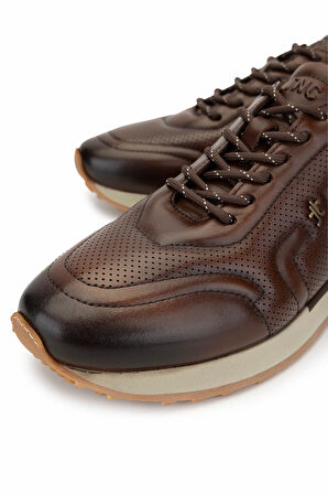 Tamer Tanca Erkek Hakiki Deri Kahverengi Sneakers & Spor Ayakkabı 383 5960 ERK AYK SK24-25 KAHVE SLVR