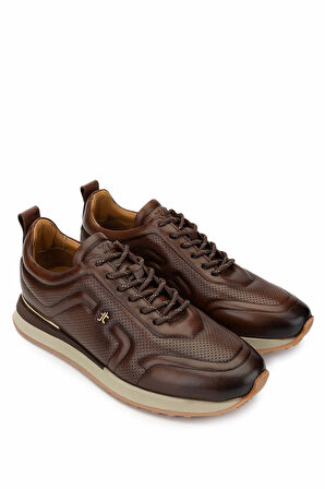 Tamer Tanca Erkek Hakiki Deri Kahverengi Sneakers & Spor Ayakkabı 383 5960 ERK AYK SK24-25 KAHVE SLVR