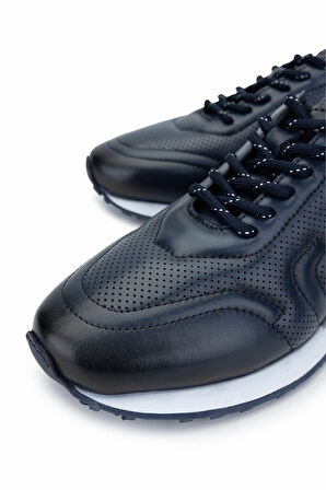 Tamer Tanca Erkek Hakiki Deri Lacivert Sneakers & Spor Ayakkabı 383 5960 ERK AYK SK24-25 LACI SLVR
