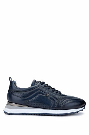 Tamer Tanca Erkek Hakiki Deri Lacivert Sneakers & Spor Ayakkabı 383 5960 ERK AYK SK24-25 LACI SLVR