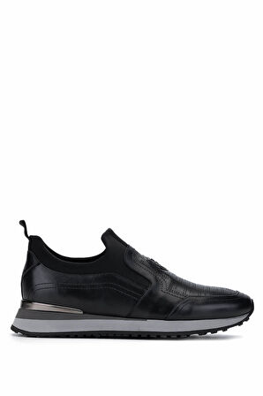 Tamer Tanca Erkek Hakiki Deri Siyah Sneakers & Spor Ayakkabı 383 6276 ERK AYK SK24-25 SIYAH SLVR