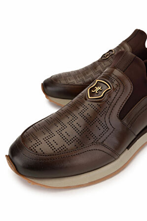 Tamer Tanca Erkek Hakiki Deri Kahverengi Sneakers & Spor Ayakkabı 383 6276 ERK AYK SK24-25 KAHVE SLVR
