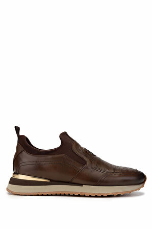 Tamer Tanca Erkek Hakiki Deri Kahverengi Sneakers & Spor Ayakkabı 383 6276 ERK AYK SK24-25 KAHVE SLVR