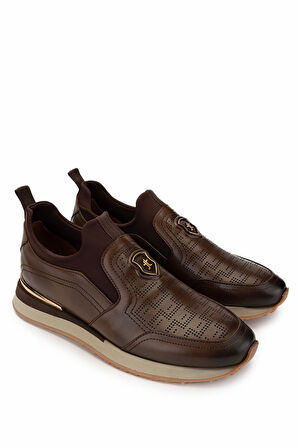 Tamer Tanca Erkek Hakiki Deri Kahverengi Sneakers & Spor Ayakkabı 383 6276 ERK AYK SK24-25 KAHVE SLVR