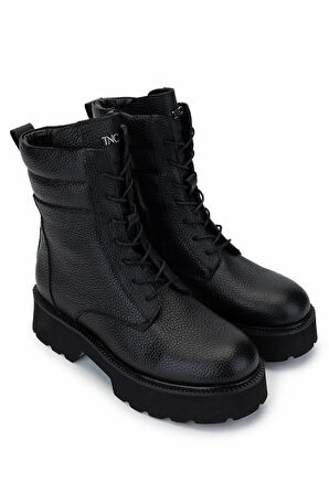 Tamer Tanca Kadın Hakiki Deri Siyah Floter Casual Bot 231 101-1 BN BOT SK24-25 SIYAH FLTR