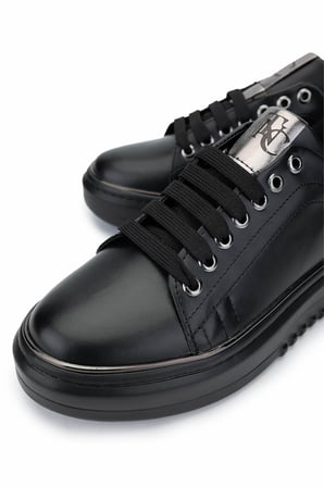 Tamer Tanca Kadın Vegan Siyah Sneakers & Spor Ayakkabı 817 08-2 BN AYK SK24-25 SIYAH CILT