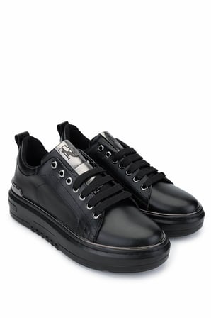 Tamer Tanca Kadın Vegan Siyah Sneakers & Spor Ayakkabı 817 08-2 BN AYK SK24-25 SIYAH CILT