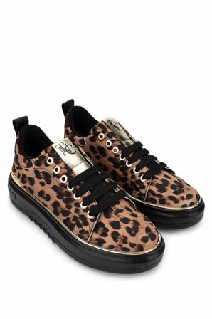Tamer Tanca Kadın Vegan Leopar Sneakers & Spor Ayakkabı 817 08-2 BN AYK SK24-25 LEOPAR