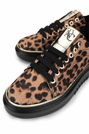 Tamer Tanca Kadın Vegan Leopar Sneakers & Spor Ayakkabı 817 08-2 BN AYK SK24-25 LEOPAR