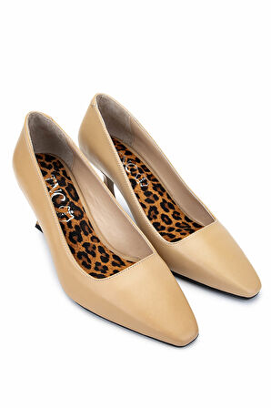 Tamer Tanca Kadın Hakiki Deri Bej Topuklu Ayakkabı 1027 0198 BN AYK SK24-25 NUDE DR