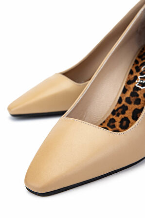 Tamer Tanca Kadın Hakiki Deri Bej Topuklu Ayakkabı 1027 0198 BN AYK SK24-25 NUDE DR