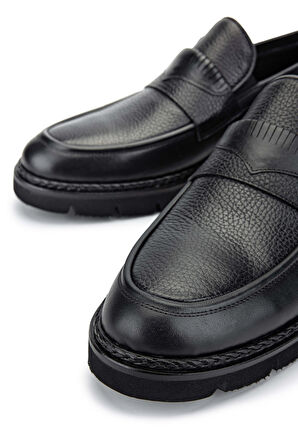 Tamer Tanca Erkek Hakiki Deri Siyah Loafer Ayakkabı 554 3700 ERK AYK SK24-25 SIYAH