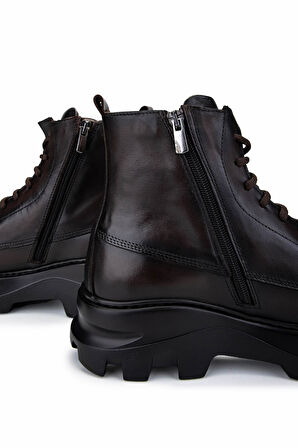 Tamer Tanca Erkek Hakiki Deri Kahverengi Casual Bot 698 1061-7 ERK BOT SK24-25 KAHVE DR