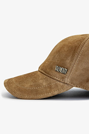 Valmenti Erkek Hakiki Deri Bej Beyzbol Şapka 524 1123-VAL SPK SK24-25 CAMEL SUET