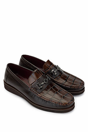 Tamer Tanca Erkek Hakiki Deri Kahverengi Loafer Ayakkabı 863 R02 ERK AYK SK24-25 KAHVE